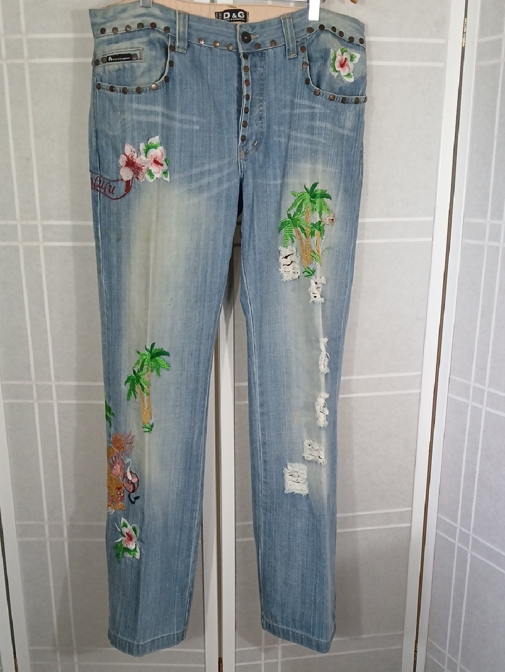 Dolce & Gabbana Vintage Embroidered "Honolulu" Jeans